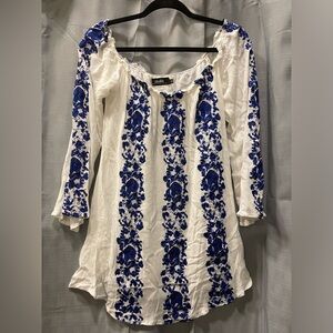 LuLu’s tunic dress XL Coachella white embroidered gauzy flowy boho cruise